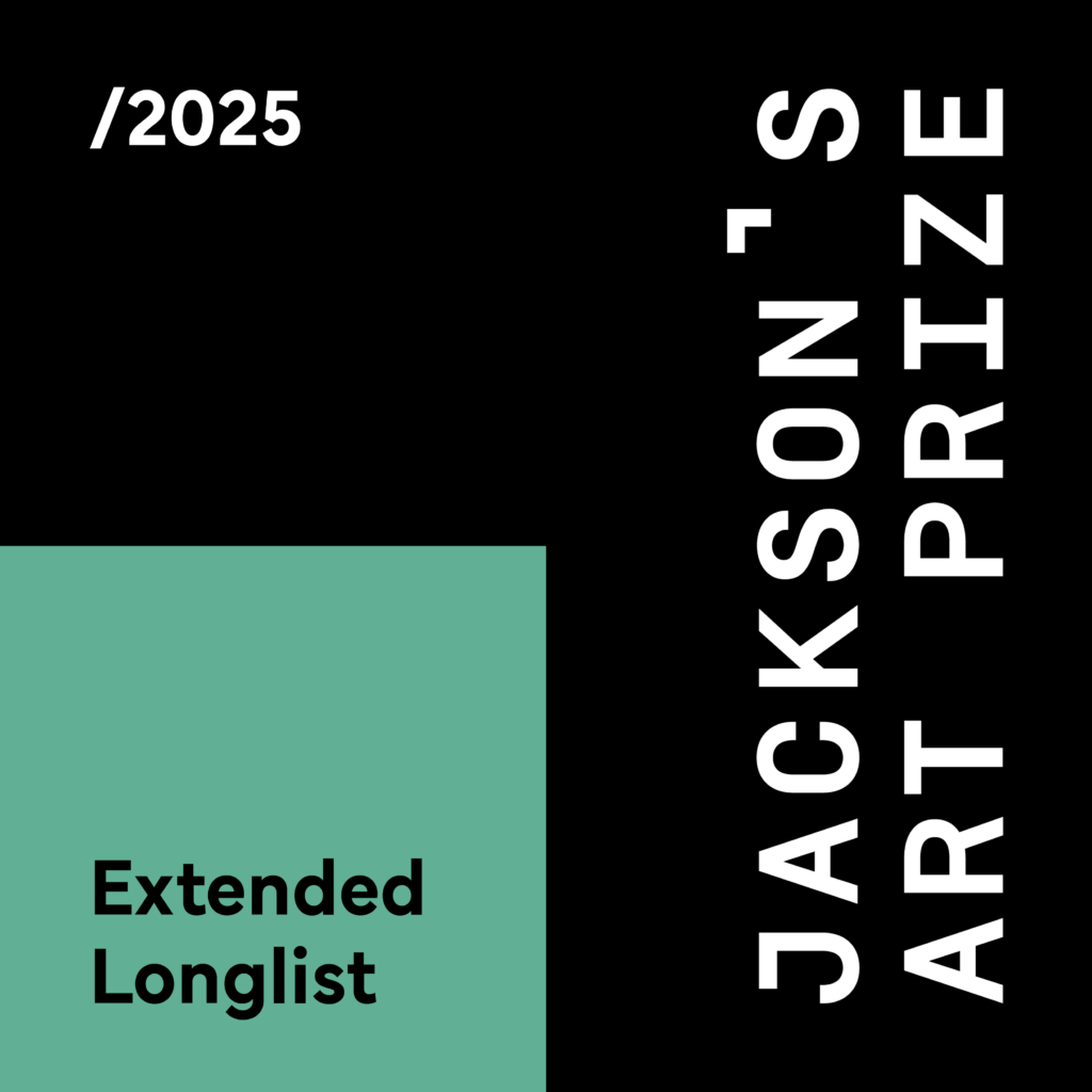 Jackson’s Art Prize 2025 Extended Longlist badge, recognising Sue Mac Dougall’s artwork Delighted To Meet You among the top 25% of international entries.