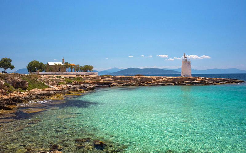 Aegina Greece - Old lighthouse and chapel
