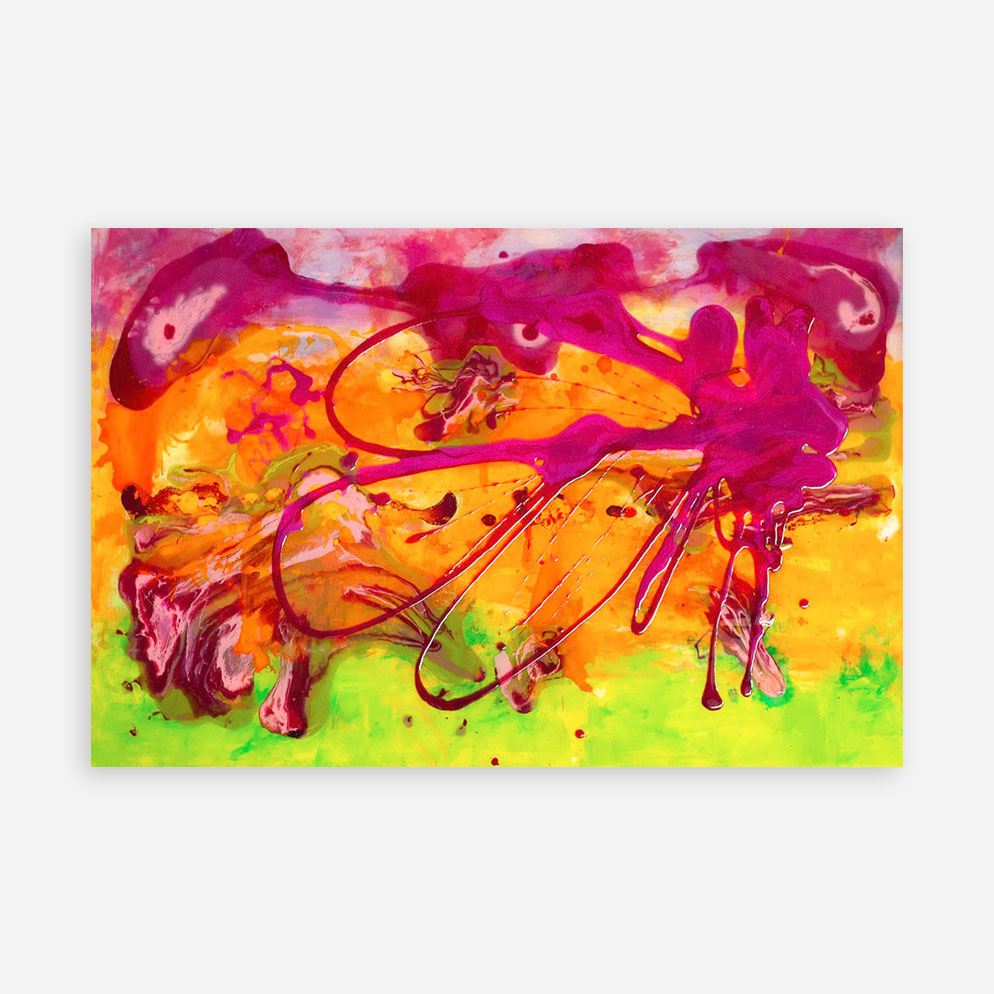 Aetheria by Sue Mac Dougall – original abstract floral painting in mixed media on European birch ply with resin and gold-mirrored edges