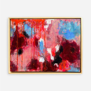 Bold and Funky original abstract painting by Sue Mac Dougall in hot pinks, vivid oranges and mint blue.