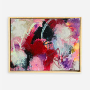 Colour in Motion original abstract painting by Sue Mac Dougall in reds, magentas and purples with creamy undertones.
